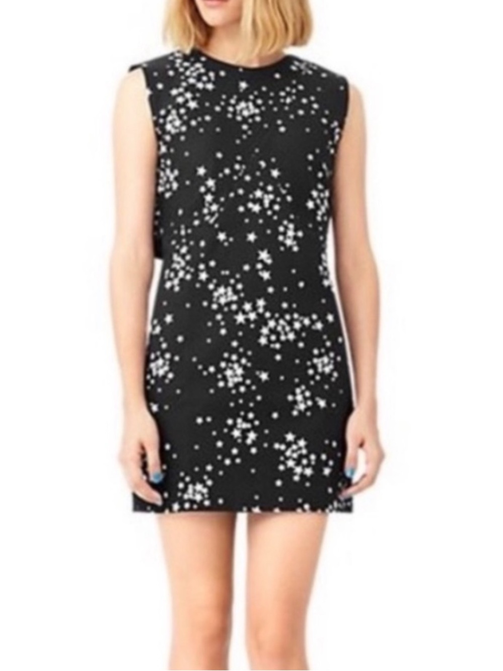 Kate Spade Saturday Zip Back Shift Dress Black Dotted LV Galaxy 0 Sleeveless